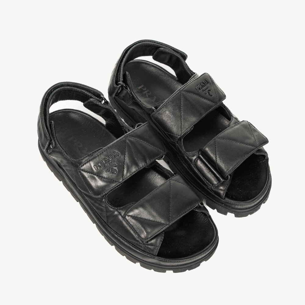 Prada Black Quilted Lamb Leather Sandals